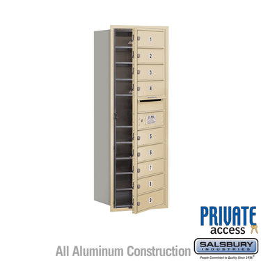 11 Door High Recessed Mounted 4C Horizontal Mailbox with 9 Doors in Sandstone with Private Access - Front Loading